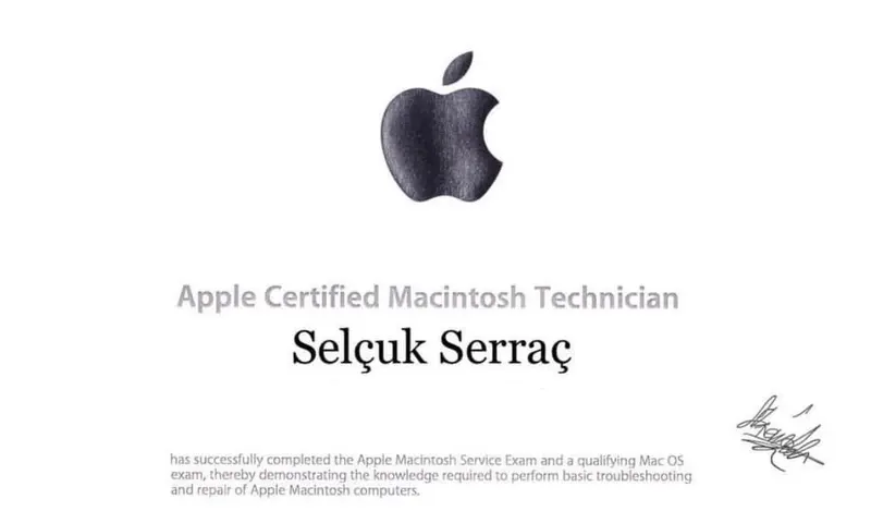 Apple Certified Macintosh Technician sertifikası, Selçuk Serraç